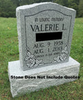 Granite Headstone Die And Base Set For Upright Cemetery Monument With Custom Engraving featuring roses and dates