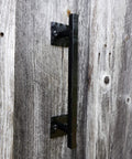 12 Inch Rustic Black Barn Door Handle Pull For DIY Sliding Barn Door Hardware Kit installed on wooden door