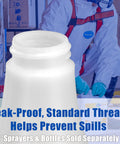 Built Tough Chemical Resistant Spray Bottles 24 Oz Four Pack with leak-proof design and measurement scale in use.