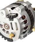 Powermaster 47861 automotive alternator, front view, silver aluminum housing with copper windings and mounting studs