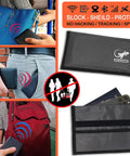 All Signal Shielding Phone And Card Pouch With RFID Blocking And GPS Blocker Dark Gray No Signal Privacy in use with bags