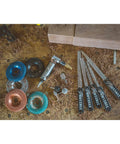 Extreme Dove Tail Burr For Wood Carving Beast Mode Grinding Bit Very Coarse With One Eighth Inch Shaft Abrasive Tungsten Carbide Three Eighths Inch Diameter One Half Inch Length Fits Dremel Foredom DeWalt Milwaukee on wood board