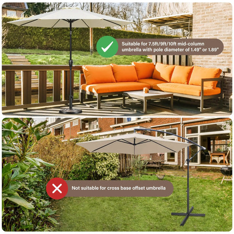 Heavy Duty Round Umbrella Base With 24.2 Pound Weight And 17.72 Inch Diameter Resin Outdoor Stand In Use And Not Suitable Situations