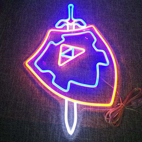 Sword and Shield LED Gaming Light for Game Room Decor, Zelda Inspired Sword and Shield Sign, Ultra Bright 12V Wall Light for Teen Gamers