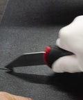 Allway Hardened Steel Plastic Sheet Cutter With Ergonomic Design For Easy Scribing Snapping Fiberglass And Vinyl Panels Home Shop Tool Heavy Duty Handle Comfort Grip Professional Grade Cutting Instrument in use on black material.