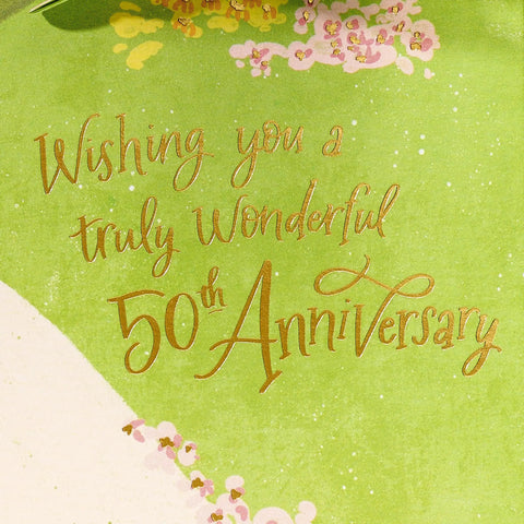 Big 50th Anniversary Pop Up Card With 3D Hot Air Balloon And Gold Foil Accents Truly Wonderful Greeting Card For Milestone Celebration