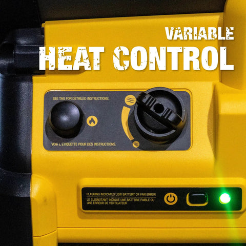 Close-up of variable heat control on Outdoor Portable Propane Forced Air Heater 70,000 BTU Heats Up To 1,750 Sq Ft