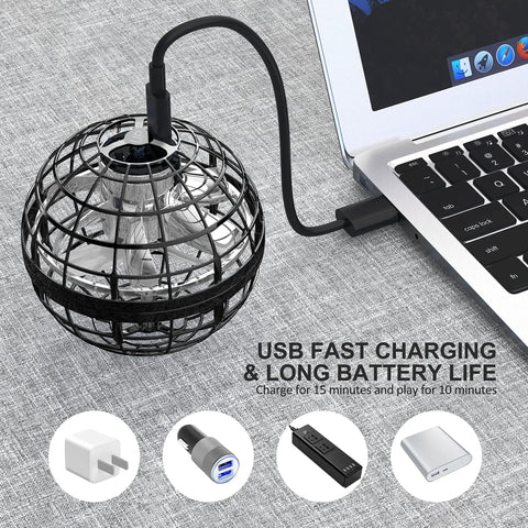 Hovering Orb Ball Toy Hand Controlled Drone No Remote Indoor Outdoor Fun charging via USB from laptop