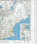 Laminated New England Regional Wall Map Poster with ultra legible city and town labels, bright blue color scheme, 48 by 54 inches