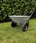 Two Wheel Poly Tray Wheelbarrow With Air Filled Tires, 5 Cubic Foot Rust Proof Tray, 300 Lb Load Capacity, Gray And Black