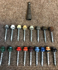 Heavy Duty 1.5 Inch Metal Roofing Screws For OSB And Wood With Domed Cap And EPDM Washer, Self Piercing Type 17 Point, Zinc, 500 Count
