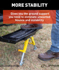 Solid Stance RV Step Stabilizer Kit for Fifth Wheels Travel Trailers and Motorhomes installed on entry step outdoors
