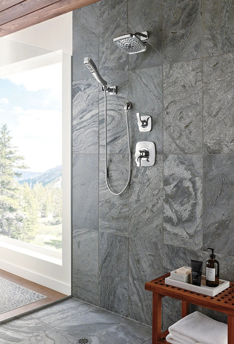 Tesla 3 Function Diverter Trim Without Valve Chrome For Shower Systems Trim Kit Only on tiled wall