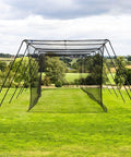 Trapezoid Baseball Batting Cage Kit With Complete Cage, Connector Set, And Premium Net Package For 55Ft Practice Tunnel on grass
