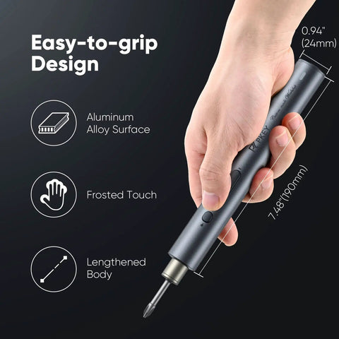 Person holding Cordless Screwdriver Set With 32 Magnetic Bits And 4 LED Lights, Adjustable Torque And Speed, 2000mAh Rechargeable Battery