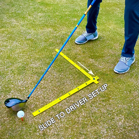 Pocket Size Golf Alignment Sticks And Swing Aid With Modular Ruler System on grass for driver setup practice