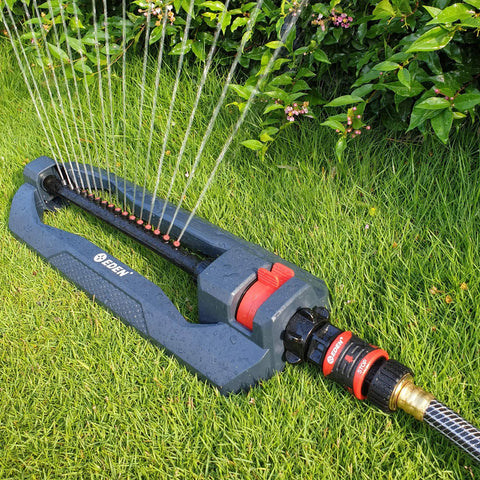 Essential Turbo Oscillating Water Sprinkler With 16 Nozzles That Covers Up To 3600 Sq Ft For A Big Yard Weighted Base Adjustable Range