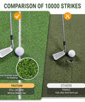 Comparison of 10,000 strikes on Dual Turf Golf Mat 5x4ft For Backyard Indoor Practice Thick 21mm-45mm Hitting Surface Built To Withstand 10,000+ Swings Alignment And Approach Aid Indoor Outdoor Golf Practice Mat showing minimal wear versus others