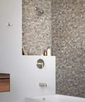 Bathroom with Single Handle Satin Nickel Tub And Shower Faucet Trim With 1 Spray Showerhead 1.5 GPM Flow 3502 Series