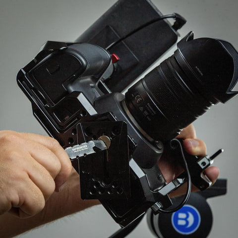 Tactical EDC Pry Bar For Survival And Everyday Carry used to adjust a camera rig. Full tang carbon steel 1066 with non-slip handle.