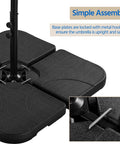 Heavy Duty 4 Piece 200Lb Beefy Cantilever Offset Umbrella Base with metal hooks, interlocking plates, water or sand fillable