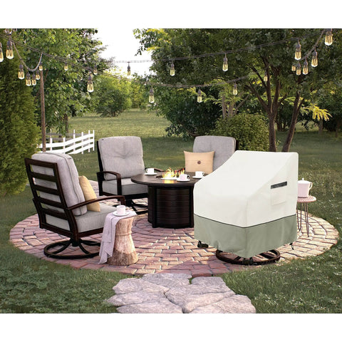 Outdoor Swivel Lounge Chair Cover 2 Pack Weatherproof Heavy Duty Fits 33W By 35D By 38 And A Half Inches High White And Grayish Green