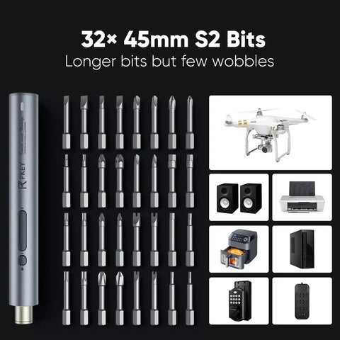Cordless Screwdriver Set With 32 Magnetic Bits And 4 LED Lights, Adjustable Torque And Speed, 2000mAh Rechargeable Battery, for repairs.