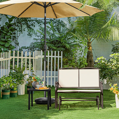 Two Person Outdoor Glider Bench For Patio And Garden, Heavy Duty Steel Frame Rocking Loveseat For Backyard And Poolside, Porch