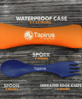 Four Blue Sporks To Go Set With Carrying Case 7 Inch Durable BPA Free 3 In 1 Camping Utensil Kit Spoon Fork And Serrated Knife For Camping Hiking Hunting And Outdoor Adventures
