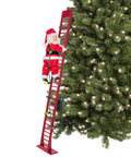 Epic 56 Inch Stepping Santa Holiday Decor For Indoor Outdoor, Musical Mechanical Christmas Ornament That Plays 15 Carols, Tree Attachment Ladder