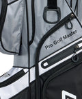 Close-up of 14 Way Organizer Golf Cart Bag With Silent Dividers and Rain Cover, featuring handles and durable black material.