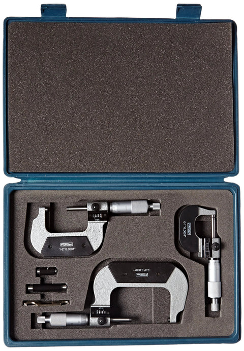 Fowler 52-224-103-0 digit counter micrometer set with 0-3 in range in blue case