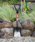 Compact Mini D Handle Square Head Shovel With Soft Grip, Go To Handy Lightweight Yard Tool, Heat Treated Steel, Red Black Finish
