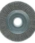 10 Inch Wide Face Crimped Wire Wheel With.0118 Inch Steel Fill, 2 Inch Arbor, Flexible Brushing