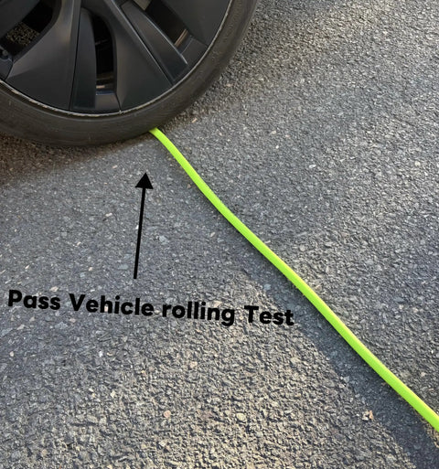 Heavy Duty Hybrid Air Hose 3/8 X 10 Ft delivers 300 Psi kink blocking flex under vehicle tire passing test.