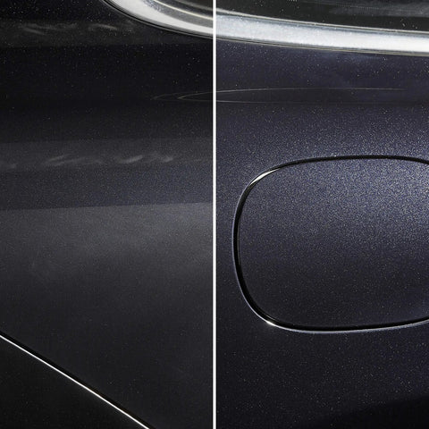 Scratch And Swirl Remover Polish For Black Car Paint Machine Polish For Paint Correction Slick Showroom Shine High Gloss Finish No Fillers Formula OEM Grade Shine 250ml 8.45 Fl Oz Auto Detailing on black car panel