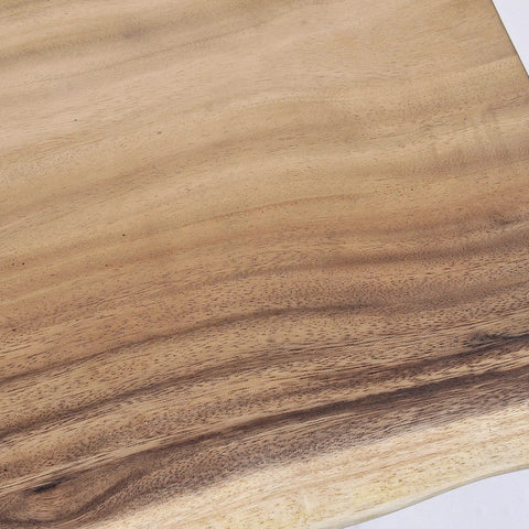 Close-up of Solid Natural Wood Square Coffee Side Table With Black Hairpin Legs For Living Room Or Bedroom handcrafted wood grain detail.