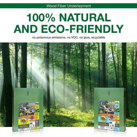 Solid As A Rock Wood Fiber Underlayment 6mm Thick Delivers Killer Sound Dampening Insulation To Make Laminate Vinyl Hardwood Floors Feel Incredibly Comfy And Dead Silent Covers Ninety Square Feet in a forest setting.