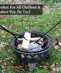 40 Inch Fire Poker And Log Grabber Set For Fire Pits Must Have Backyard Outdoor Indoor Bonfire Gear in use with firewood in pit