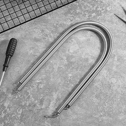 Two Pack 15 Inch Screen Door Springs For Universal Screens Stainless Steel No Fuss Closer Replacement Hardware For Square And Radius Corners, RV And Patio Doors, Heavy Duty Zinc Plated Steel on concrete surface