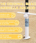Universal Beach Umbrella Anchor Spike For Sand, Windproof Up To 50 MPH, Rust Resistant And Easy To Install, White 10 Inch