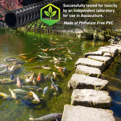 Kinkproof 1-1/2 Inch ID Waterfall Pond Tubing 20 Ft Black Corrugated PVC Flexible Tubing That Will Not Kink For Ponds Aquariums Water Gardens Rain Barrels And Aquaculture Made In USA
