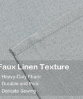 Close-up of light grey linen texture showing delicate sewing of Light Grey Linen Blackout Curtains Two Panels W50 x L102 Inches Long Room Darkening Thermal Insulated Great For Sleep And Daylight Control For Bedroom Modern Farmhouse Style