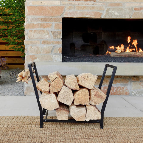 Heavy Duty Firewood Rack For Outdoor And Indoor Use With Kindling Hooks No Fuss 25.6 Inch Fire Wood Storage Stand by hearth