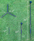 All In One Golf Swing Selfie Stick With Ground Spike And Tripod, Magnetic Phone Holder on grass showing measurements