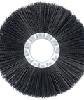 Nylon Wheel Brush Set 8 Inch Crimped Black Fill 2 Inch Arbor For Wet Or Dry Cleaning Scrubbing Burrs And Chips Removal Ideal For Straight Grinders Benchtop Lathes Made In USA Pack Of 2 close-up