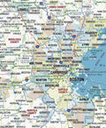 Laminated New England Regional Wall Map Poster With Ultra Legible City And Town Labels, Bright Blue Color Scheme, 48 By 54 Inches.