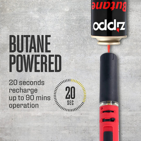 3 In 1 Butane Soldering Iron Kit With Self Ignition Portable Cordless Torch And Heat Gun being recharged with butane