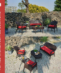 All Weather Tufted Wicker Chair Cushions Set for Outdoor and Indoor Use, 3 Piece Pack With 1 Loveseat Cushion, installed on patio furniture