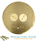 Screw Cap Floor Box Cover Kit 5.5 Inch Brass Twist Lock With Flip Up Flange, screws included